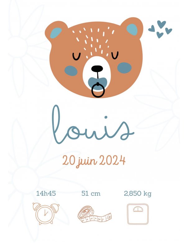 Affiche souvenir naissance - Affiche pour enfant personnalisée