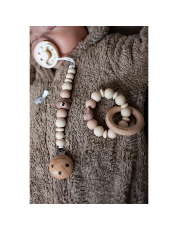 Attache tétine BEAR beige