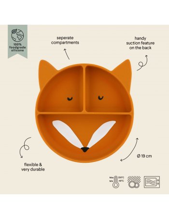 Assiette avec ventouse en silicone et compartiments - M.Renard 2