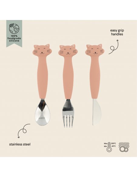 Couverts en silicone pack de 3 - Mme Chat