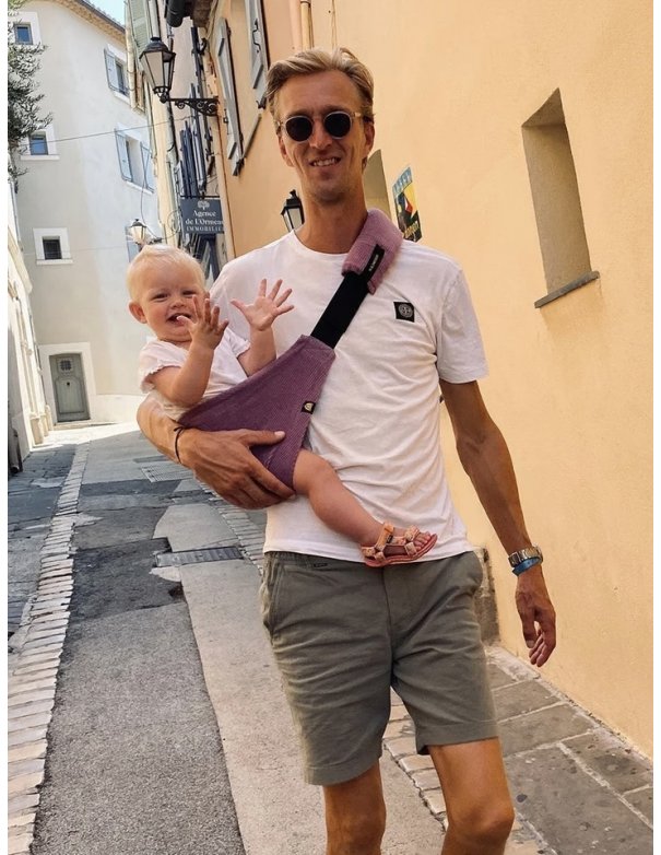 Porte bébé Wildride en velours côtelé lilas