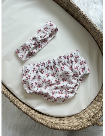 Bloomer en gaze de coton mini flowers rouge