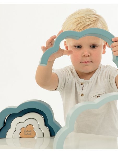 Puzzle nuage arc en ciel en bois - Bleu