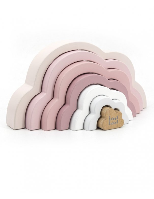 Puzzle nuage arc en ciel en bois - Rose