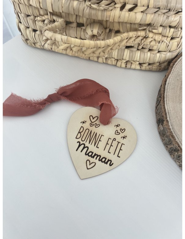 Carte coeur en bois personnalisé - fête des mamans