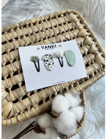 Barrette à cheveux - mini - Mint flower