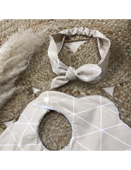 Ensemble bavoir de coton & bandeau
