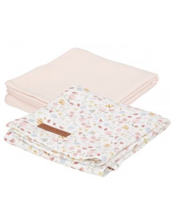 Langes Swaddles 70x70 Flowers & Butterflies/Pure Soft Pink