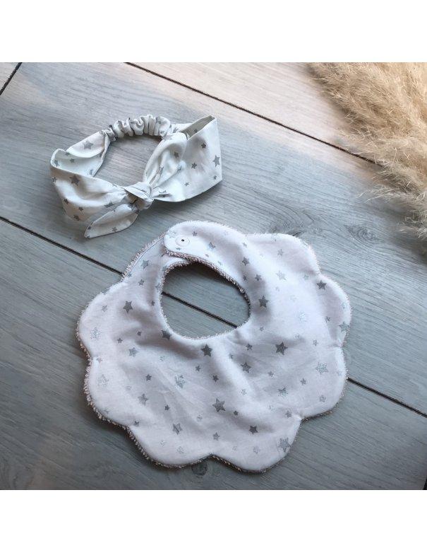 Ensemble bavoir de coton & bandeau