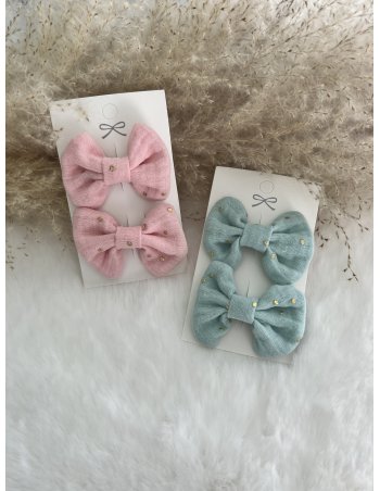 Barrette à cheveux noeud pois gold