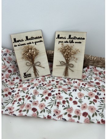 Plaquette gravure sur bois Merci Maître / Maîtresse / Nounou