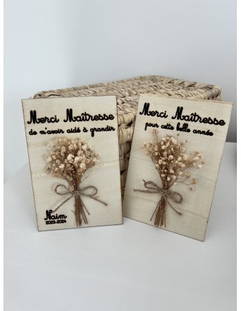 Plaquette gravure sur bois Merci Maître / Maîtresse / Nounou 2