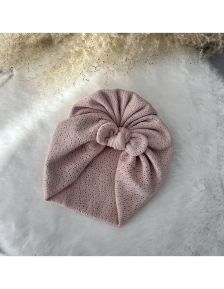 Bonnet turban rose poudré MIA petit noeud