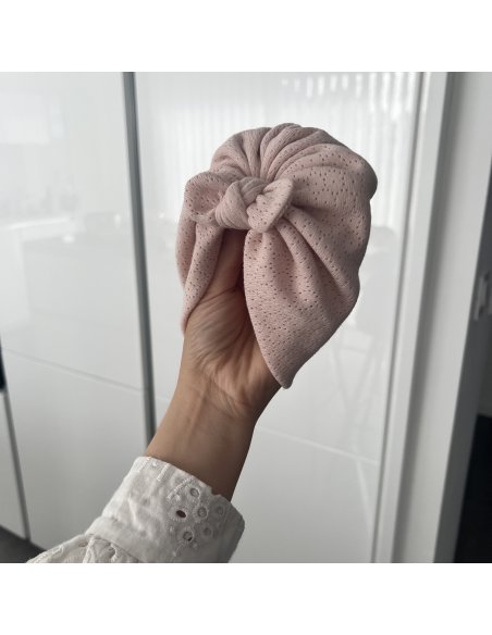 Bonnet turban rose poudré MIA petit noeud