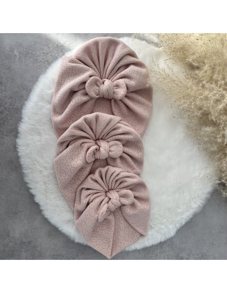 Bonnet turban rose poudré MIA petit noeud