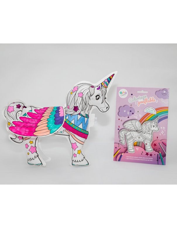 Coloriage gonflable Licorne + strass