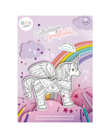 Coloriage gonflable Licorne + strass