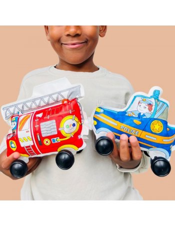 Coloriage gonflable Pompier - Police limineux+ roues