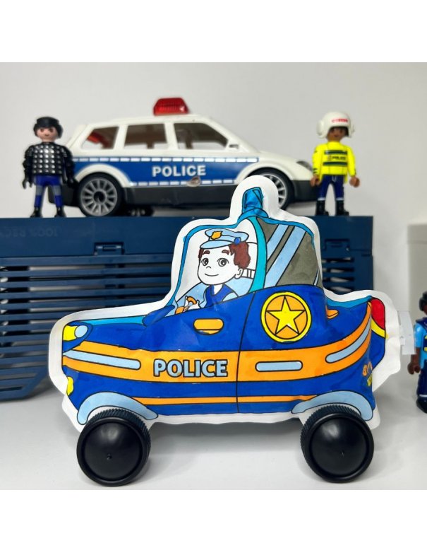 Coloriage gonflable Pompier - Police limineux+ roues