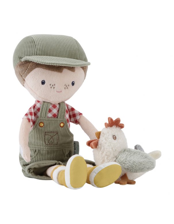 Poupée fermier Jim avec poule 35cm
