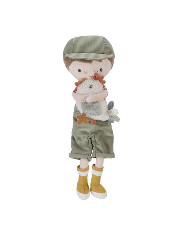 Poupée fermier Jim avec poule 35cm