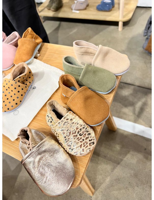 Chaussons cuir - gold imprimé