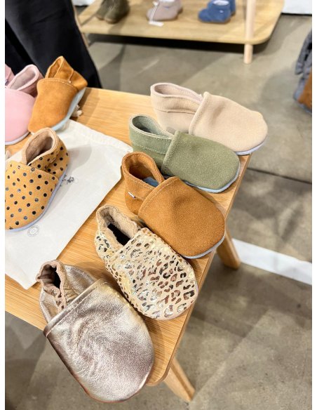 Chaussons cuir - gold imprimé