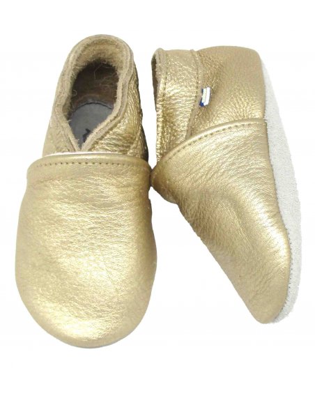 Chaussons cuir - gold uni