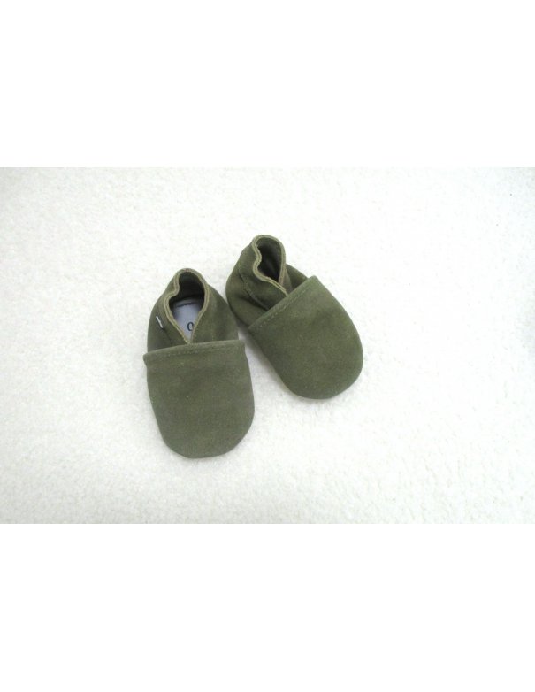 Chaussons cuir - kaki