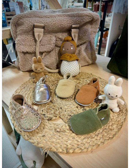 Chaussons cuir - camel