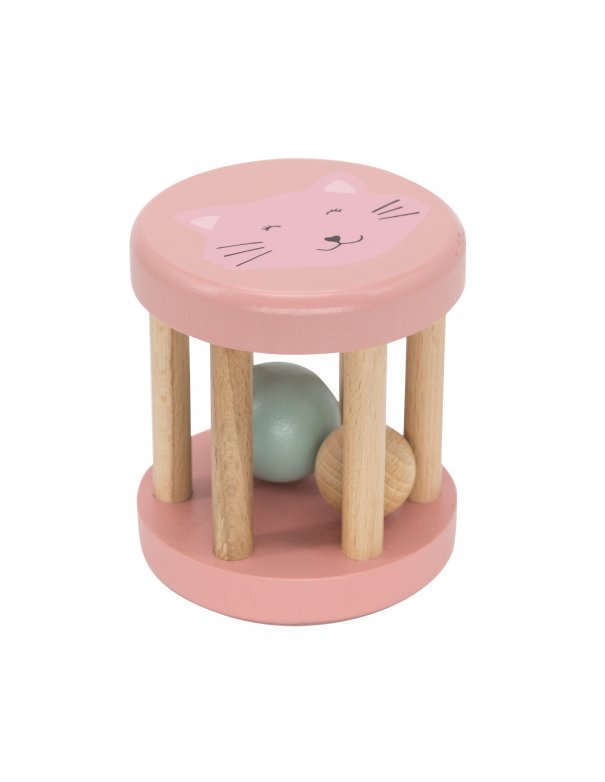 Hochet roulant en bois - Chat