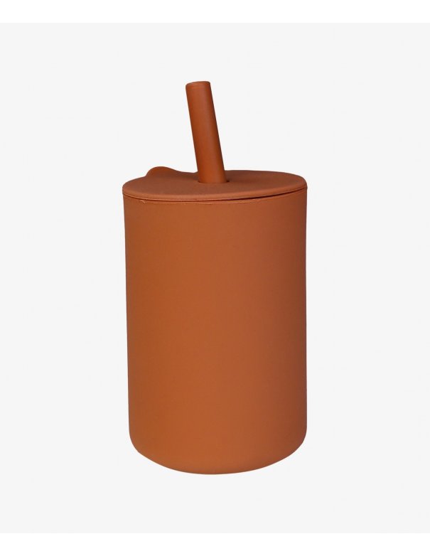 Tasse avec paille en silicone - Sienne