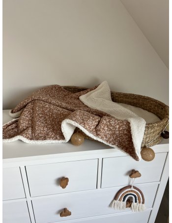 Couverture bébé double gaze de coton et sherpa 90 x 70 cm