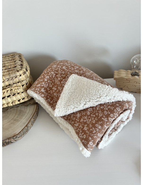 Couverture bébé double gaze de coton et sherpa 90 x 70 cm Couverture bébé double gaze de coton et sherpa 90 x 70 cm