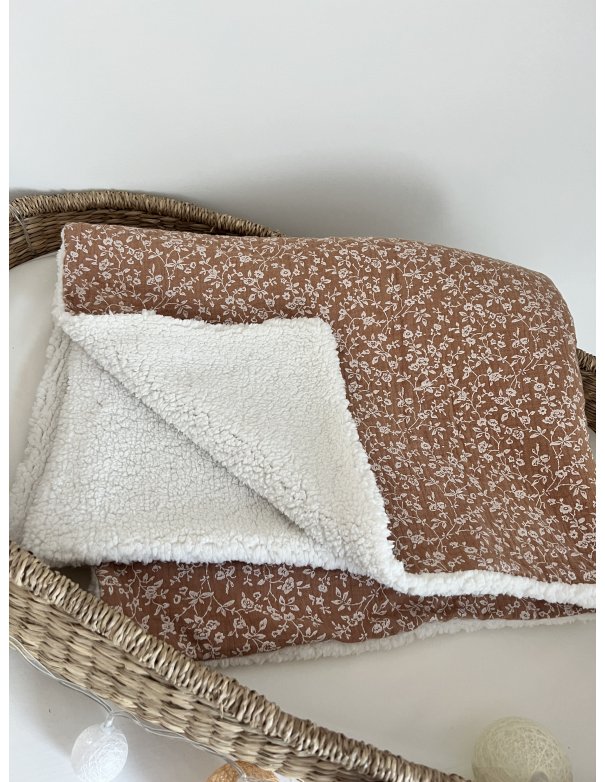 Couverture bébé double gaze de coton et sherpa 90 x 70 cm Couverture bébé double gaze de coton et sherpa 90 x 70 cm