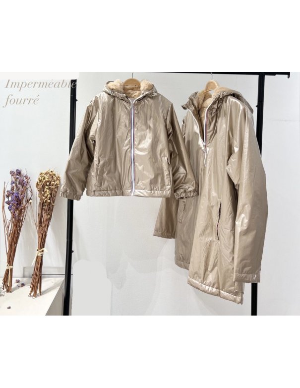 Imperméable à doublure fourrure Mère - fille