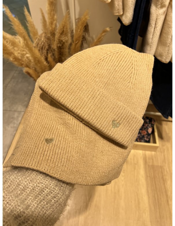 Ensemble bonnet + écharpe coeur brodé...