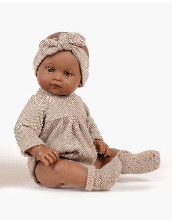 Augustine barboteuse Minikane - chevrons beige - poupée Bambini