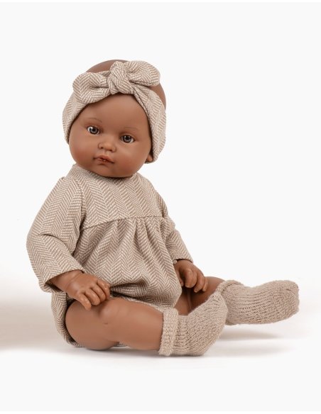 Augustine barboteuse Minikane - chevrons beige - poupée Bambini