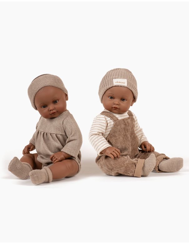 Augustine barboteuse Minikane - chevrons beige - poupée Bambini