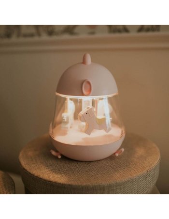 Veilleuse boîte à musique Carrousel - Rose 2