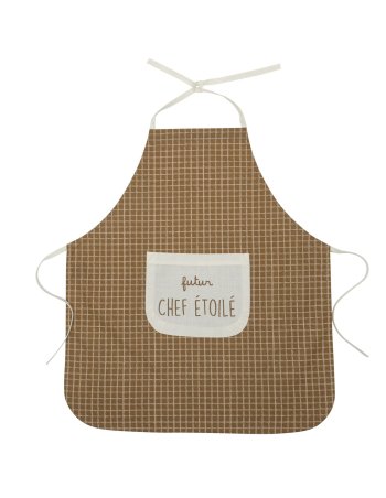 Tablier de cuisine coton enduit “Futur chef étoilé” carreaux