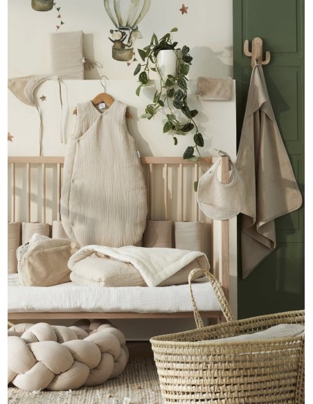 Cape de bain + gant en bambou & gaze - Biscuit