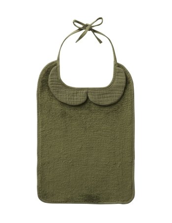 Grand bavoir bambou et gaze kaki