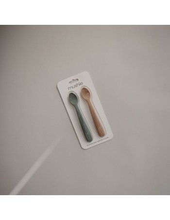 Lot de 2 cuillères en silicone - sauge / beige mushie 2