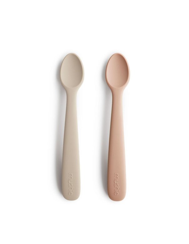 Lot de 2 cuillères en silicone - blush / beige mushie