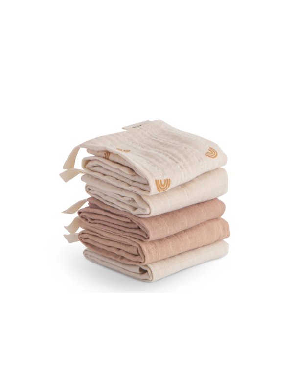 mushie Lot de 5 langes en coton - Arc en ciel