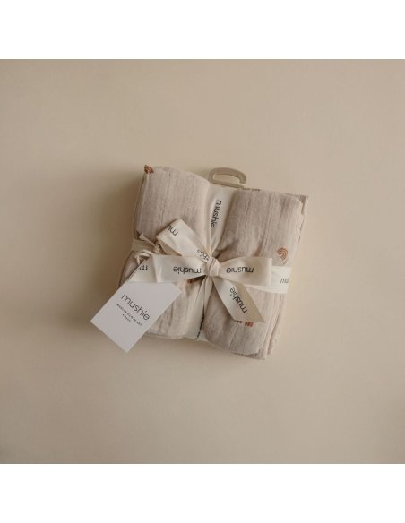 Lot de 3 langes mousseline de coton - arc en ciel - Mushie