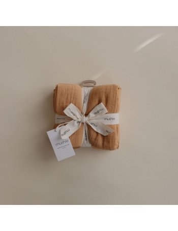 Lot de 3 langes mousseline de coton - moutarde - Mushie 2