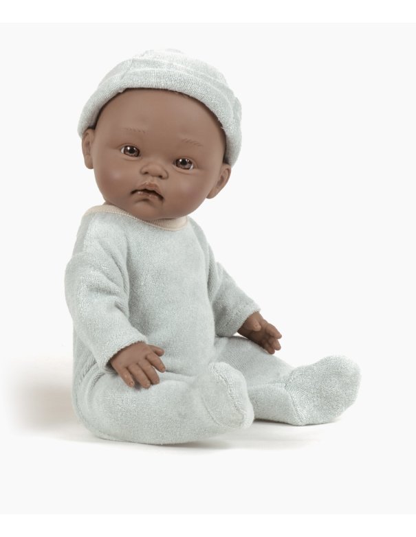 Poupée Minikane - Basile et son Dors Bien en éponge thé vert